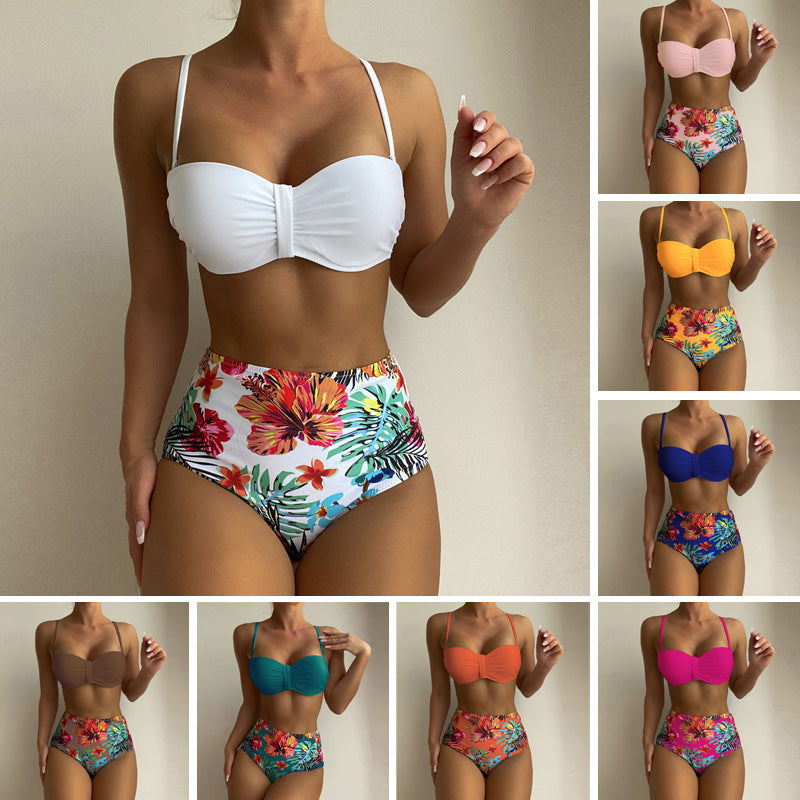 Women's Floral Print Spaghetti Strap Bikini Bathing Suit 2 Piece Swimsuits-Teresa&#39;s Fashionista LLC