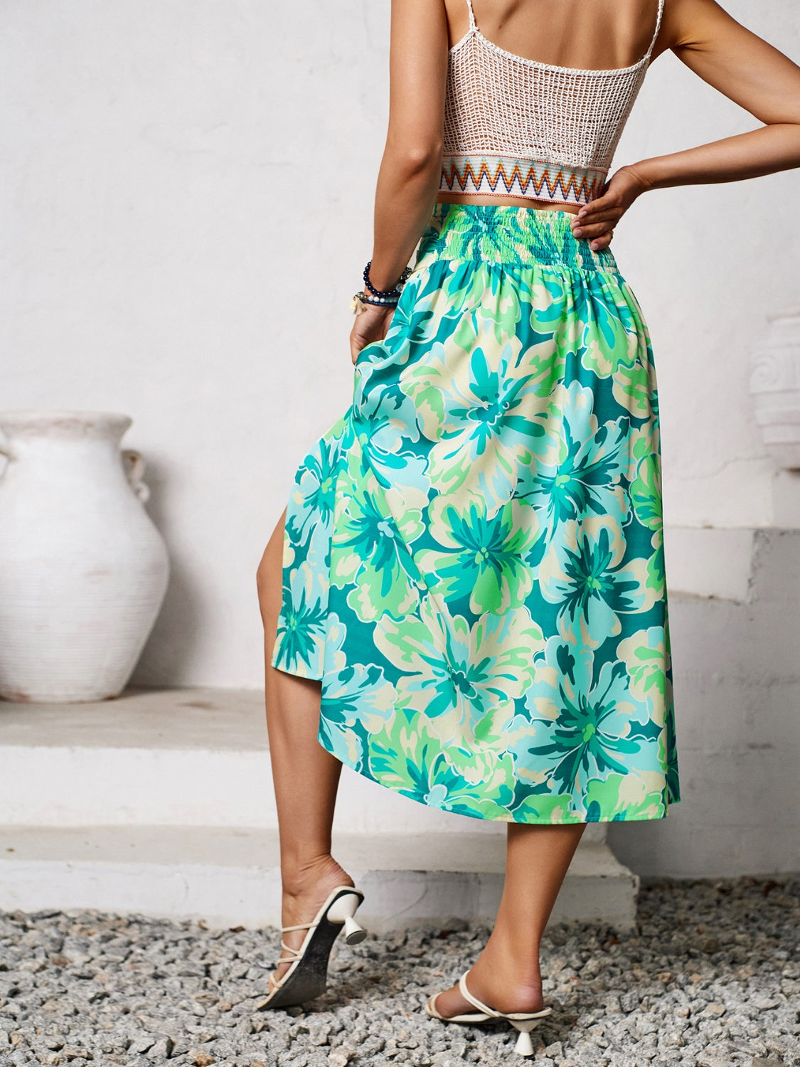 Slit Printed Midi Skirt-Teresa&#39;s Fashionista LLC