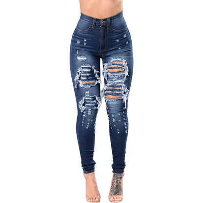 Women's Ripped Denim Washed Denim Pants-Teresa&#39;s Fashionista LLC