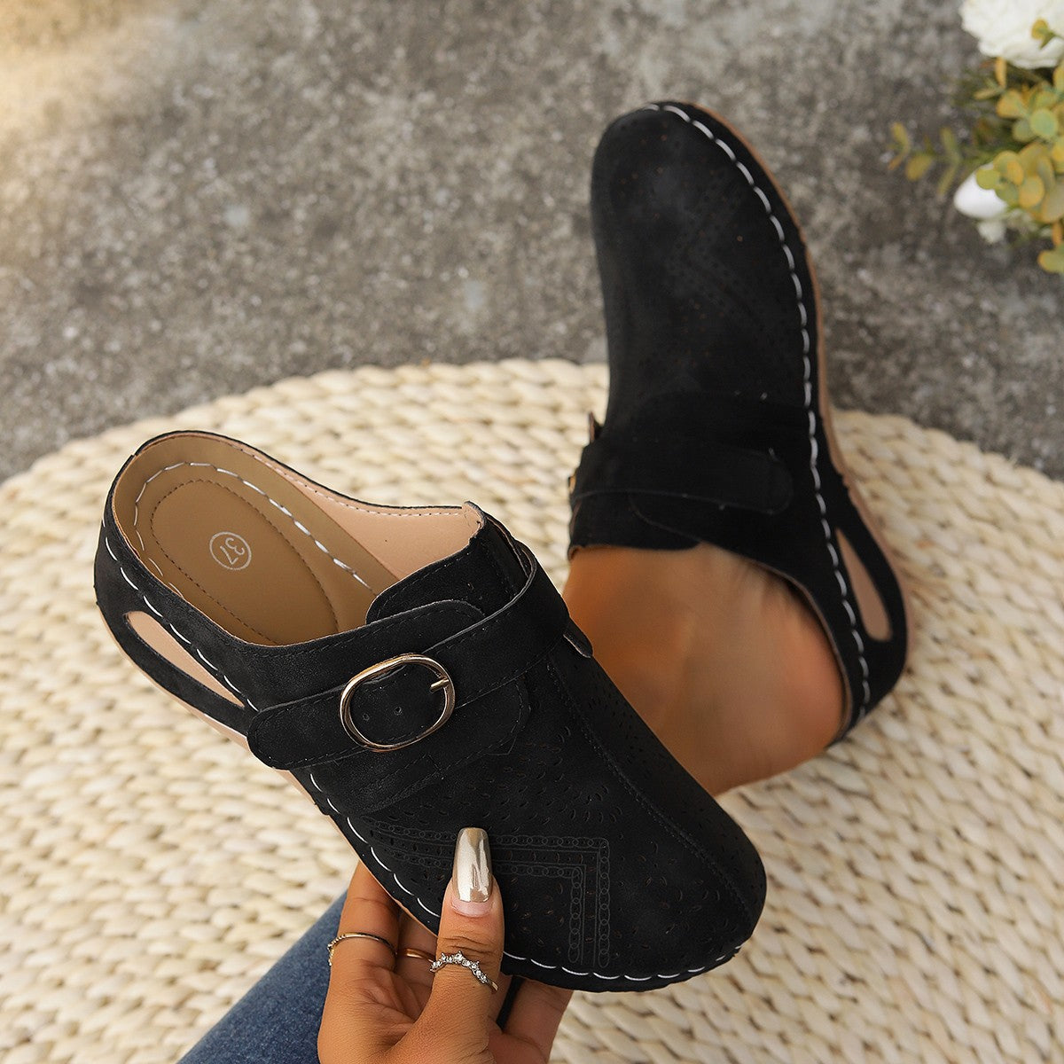 Suede Round Toe Wedge Sandals-Teresa&#39;s Fashionista LLC