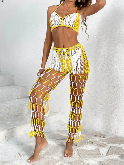 Cutout Halter Neck Top and Pants Two-Piece Swim Set-Teresa&#39;s Fashionista LLC