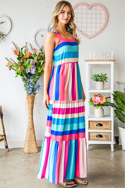 Striped Sleeveless Maxi Dress-Teresa&#39;s Fashionista LLC