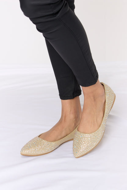 Forever Link Rhinestone Point Toe Flat Slip-Ons-Teresa&#39;s Fashionista LLC