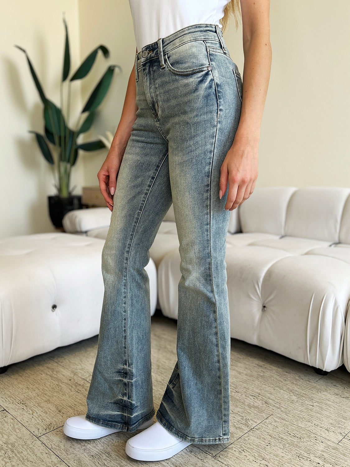 Judy Blue Full Size High Waist Flare Jeans-Teresa&#39;s Fashionista LLC