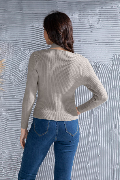 Halter Neck Long Sleeve Sweater-Teresa&#39;s Fashionista LLC