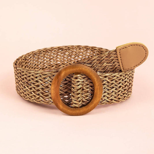 Round Buckle Woven Belt-Teresa&#39;s Fashionista LLC