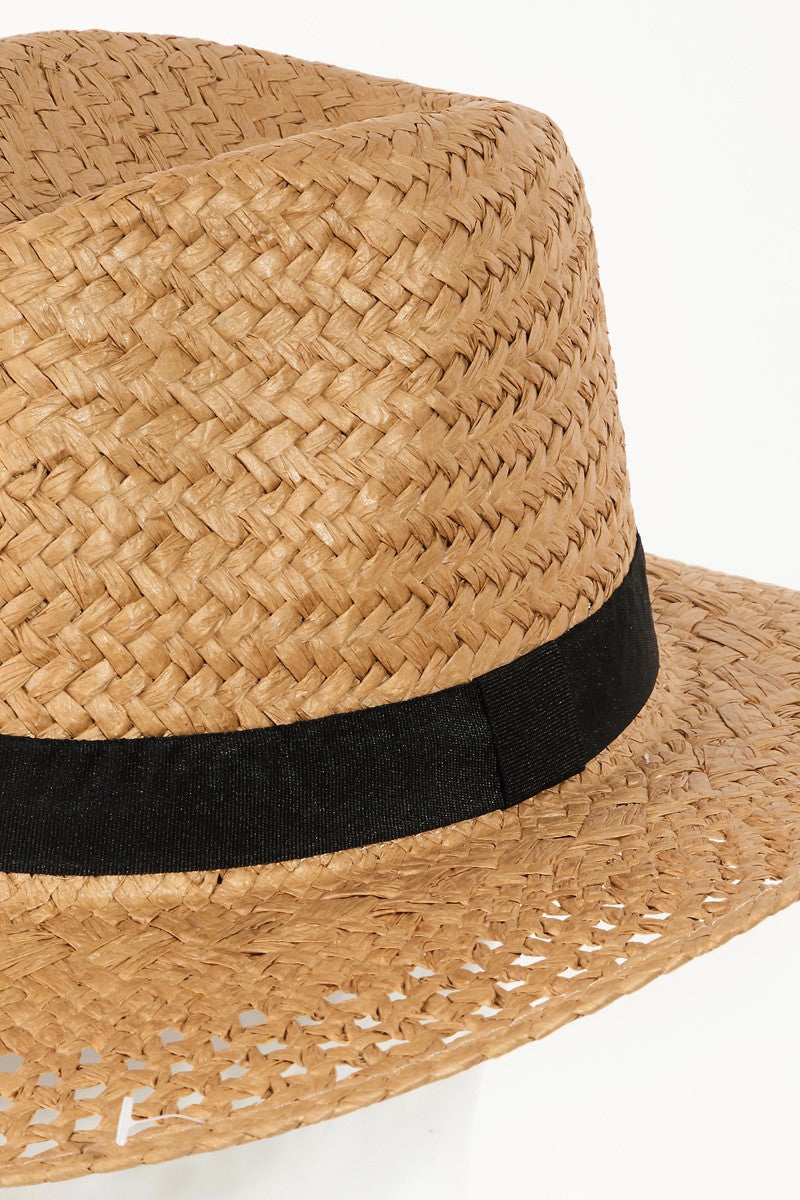 Fame Basket Weave Straw Sun Hat-Teresa&#39;s Fashionista LLC