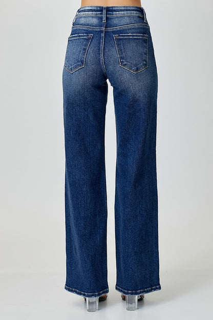 RISEN Mid Rise Straight Jeans-Teresa&#39;s Fashionista LLC