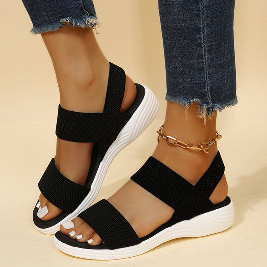 Rubber Open Toe Low Heel Sandals-Teresa&#39;s Fashionista LLC