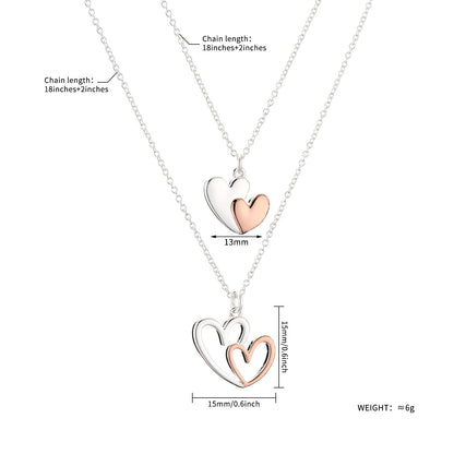 Mother Daughter Friendship Set Love Pendant Two Tone Necklace-Teresa&#39;s Fashionista LLC