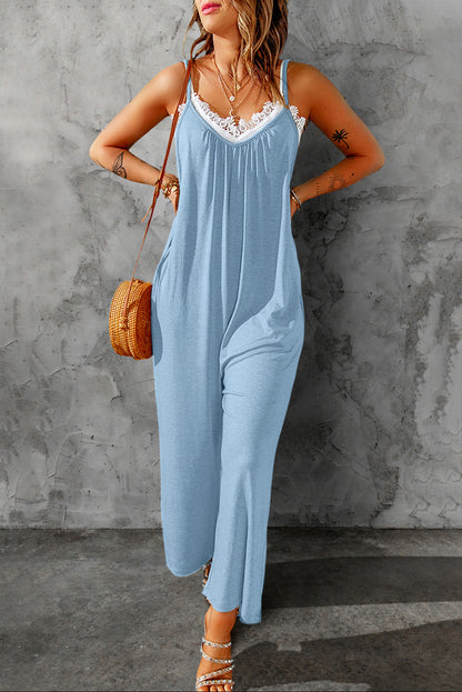 Spaghetti Strap Wide Leg Jumpsuit-Teresa&#39;s Fashionista LLC