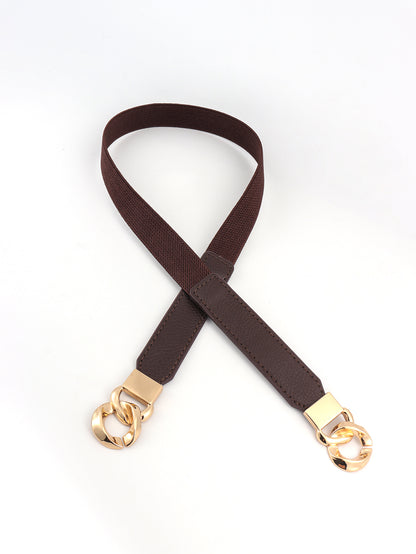 Zinc Alloy Buckle Elastic PU Belt-Teresa&#39;s Fashionista LLC