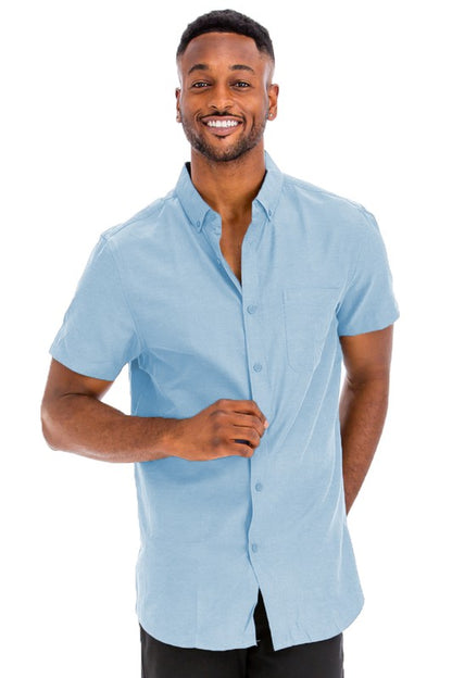 Weiv Men's Casual Short Sleeve Solid Shirts-Teresa&#39;s Fashionista LLC