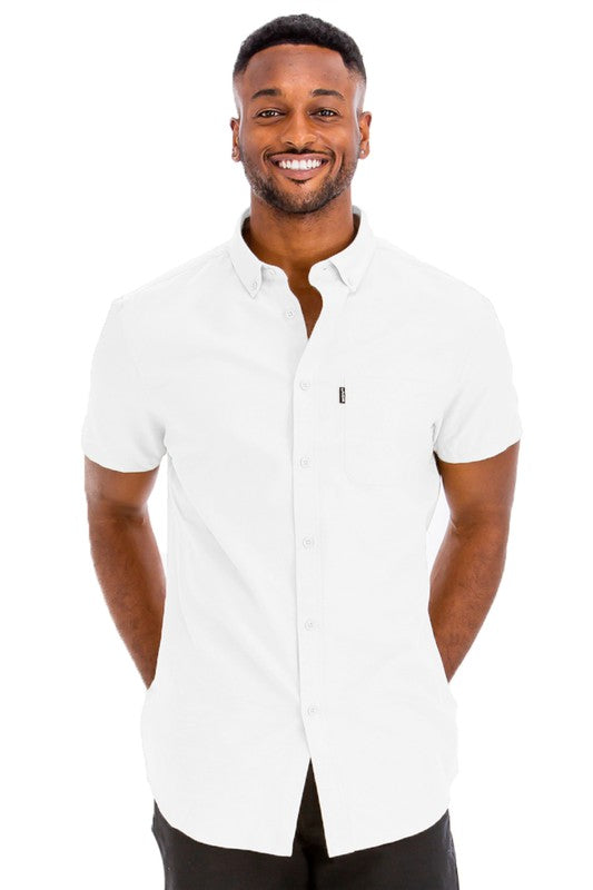 Weiv Men's Casual Short Sleeve Solid Shirts-Teresa&#39;s Fashionista LLC