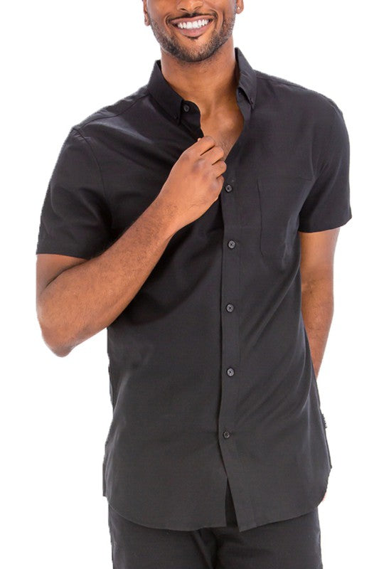 Weiv Men's Casual Short Sleeve Solid Shirts-Teresa&#39;s Fashionista LLC