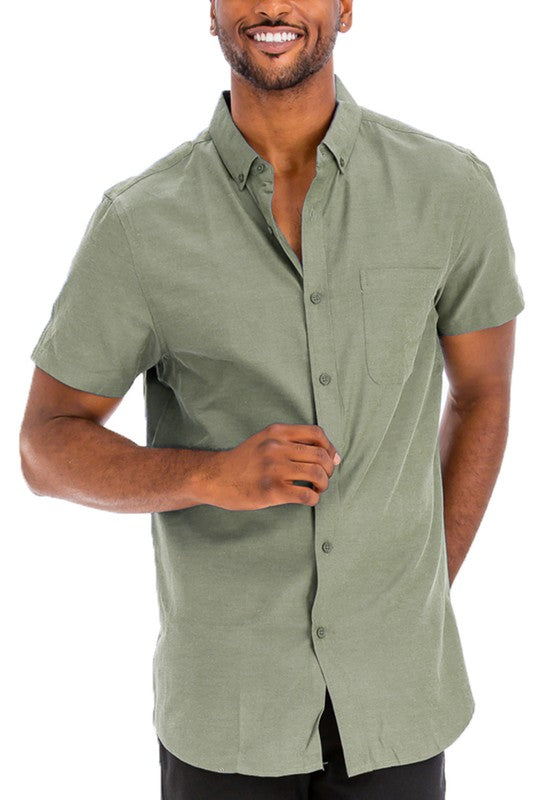 Weiv Men's Casual Short Sleeve Solid Shirts-Teresa&#39;s Fashionista LLC