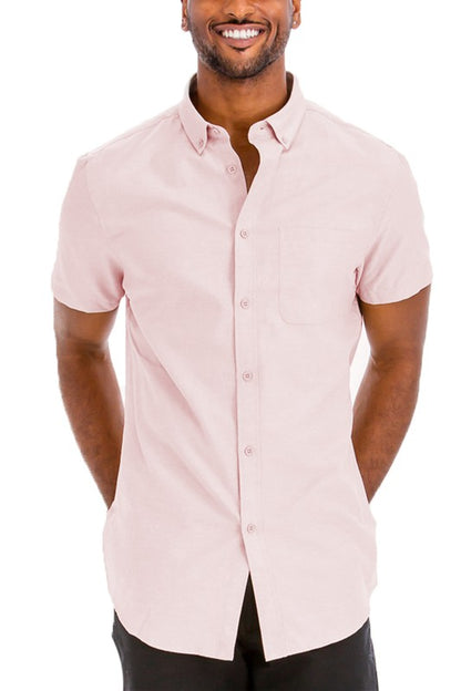 Weiv Men's Casual Short Sleeve Solid Shirts-Teresa&#39;s Fashionista LLC