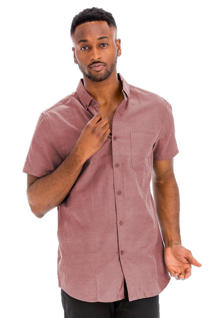 Weiv Men's Casual Short Sleeve Solid Shirts-Teresa&#39;s Fashionista LLC