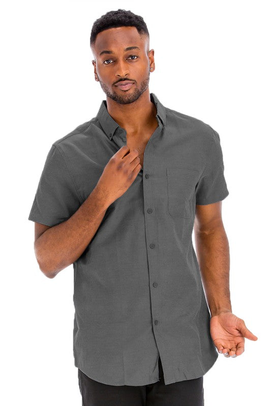 Weiv Men's Casual Short Sleeve Solid Shirts-Teresa&#39;s Fashionista LLC