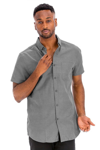 Weiv Men's Casual Short Sleeve Solid Shirts-Teresa&#39;s Fashionista LLC