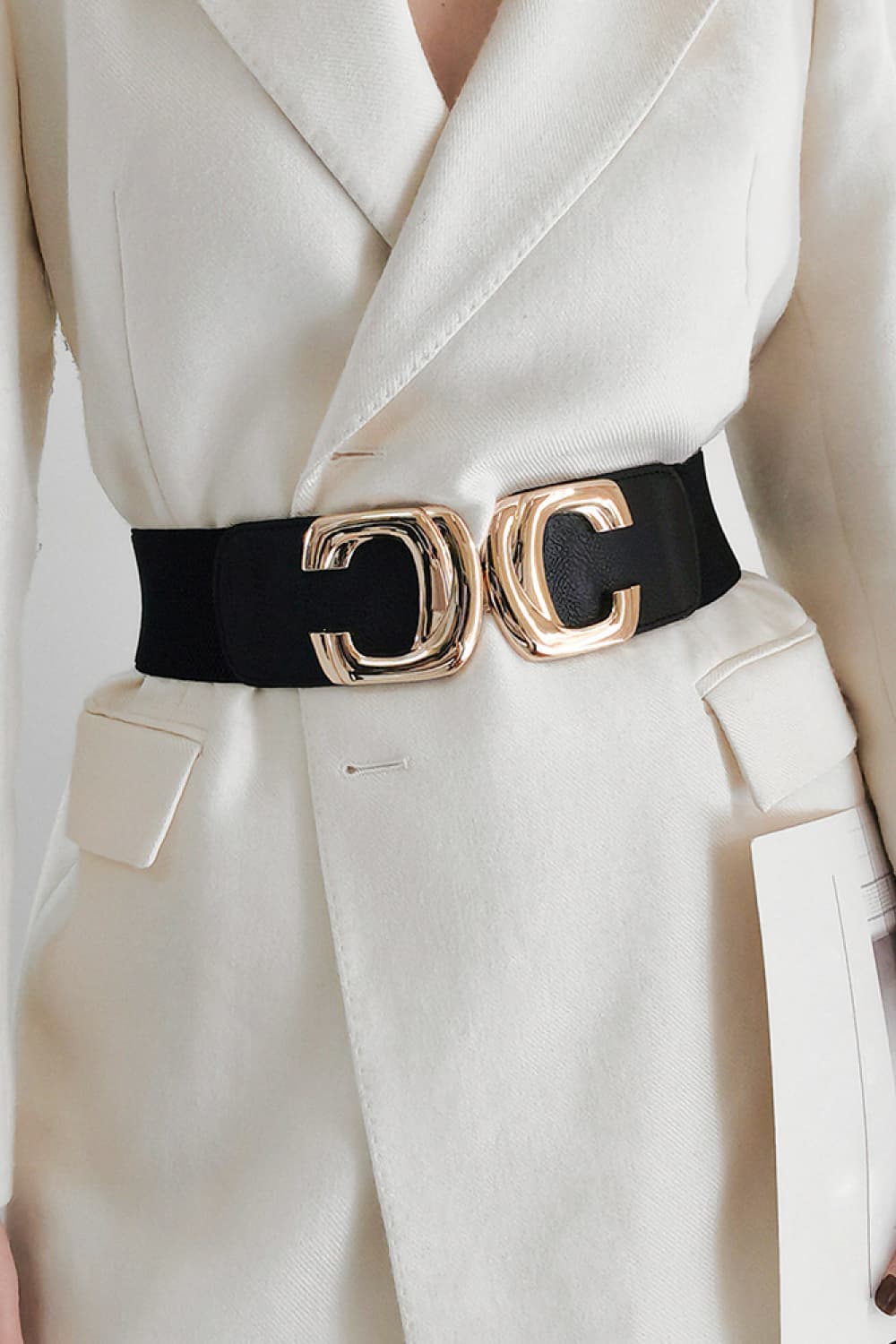 Zinc Alloy Buckle Elastic Wide Belt-Teresa&#39;s Fashionista LLC