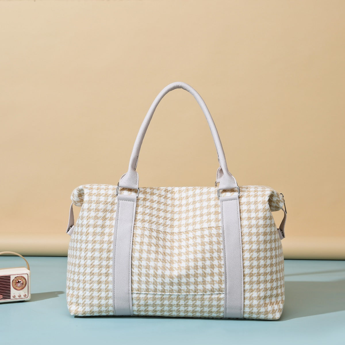 Houndstooth Canvas Travel Bag-Teresa&#39;s Fashionista LLC