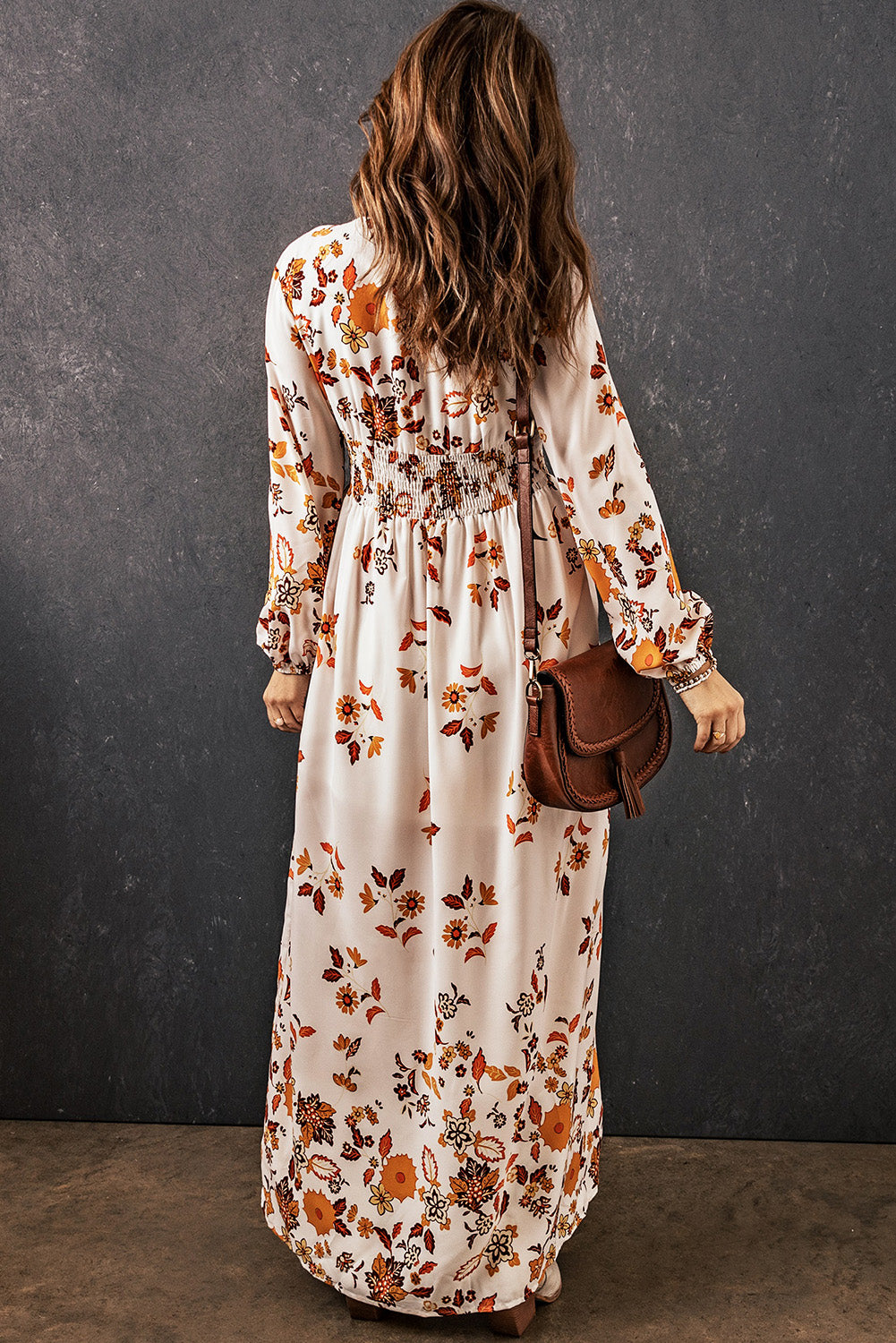 Floral V-Neck Long Sleeve Maxi Dress-Teresa&#39;s Fashionista LLC