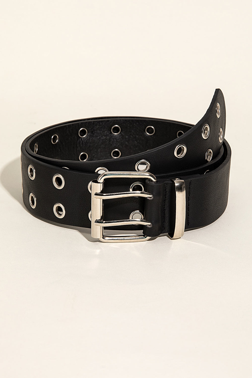 Double Row Grommet PU Leather Belt-Teresa&#39;s Fashionista LLC