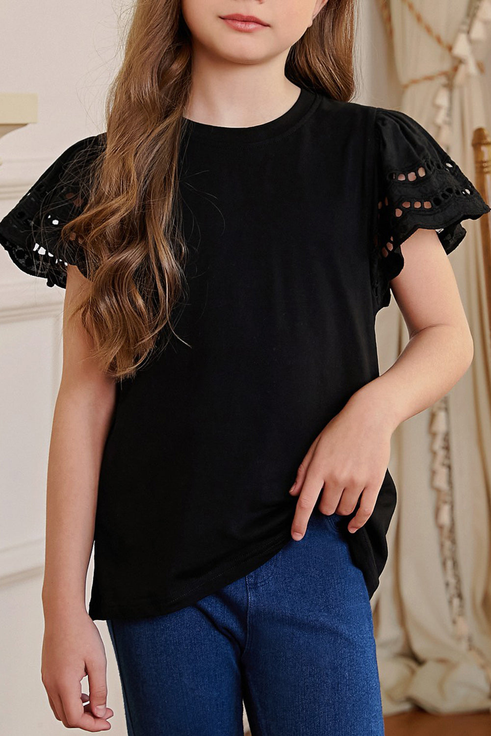 Round Neck Flutter Sleeve T-Shirt-Teresa&#39;s Fashionista LLC