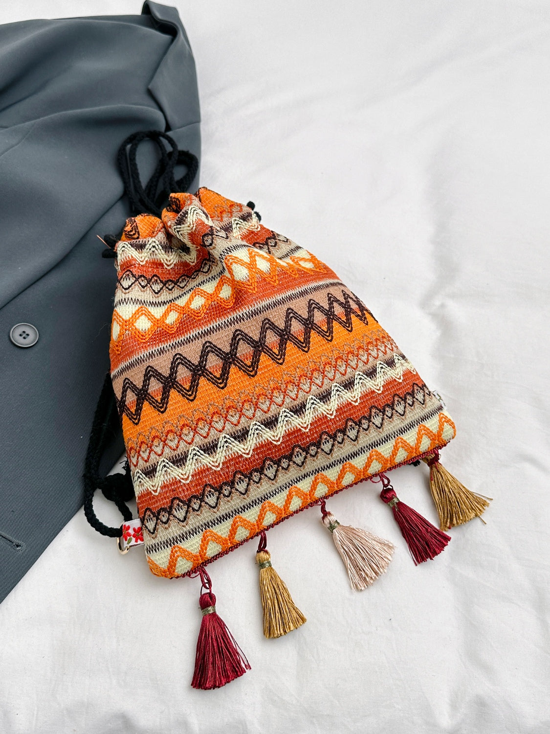 Tassel Geometric Canvas Backpack Bag-Teresa&#39;s Fashionista LLC