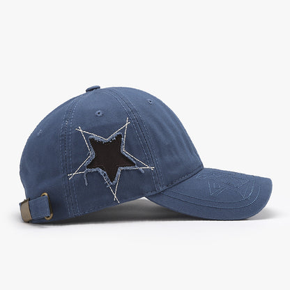 Adjustable Star Raw Hem Cap-Teresa&#39;s Fashionista LLC