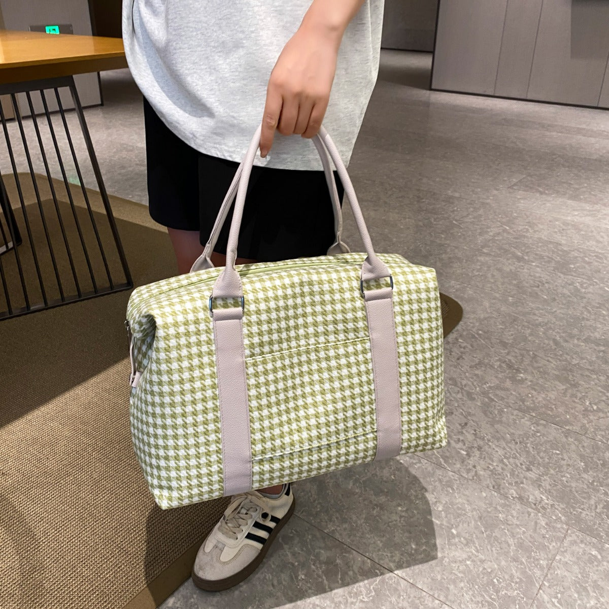 Houndstooth Canvas Travel Bag-Teresa&#39;s Fashionista LLC