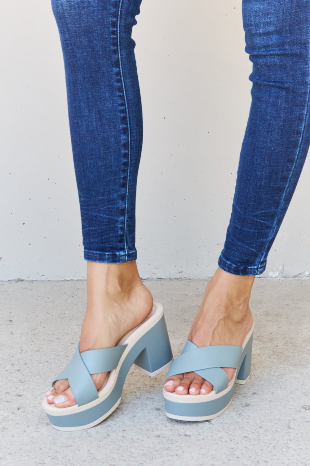 Weeboo Cherish The Moments Contrast Platform Sandals in Misty Blue-Teresa&#39;s Fashionista LLC