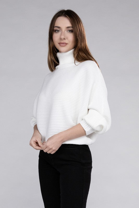 Viscose Dolman Sleeve Turtleneck Sweater-Teresa&#39;s Fashionista LLC