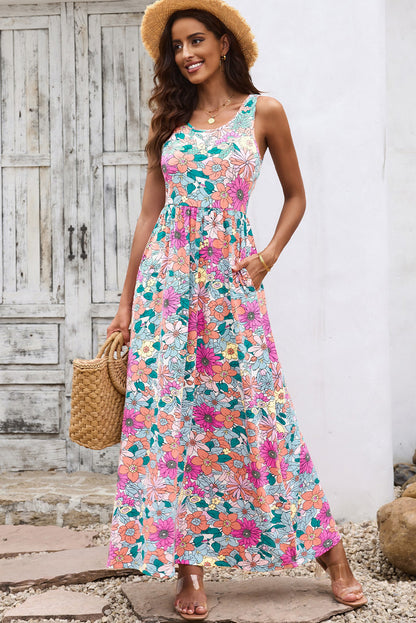 Round Neck Sleeveless Maxi Dress with Pockets-Teresa&#39;s Fashionista LLC