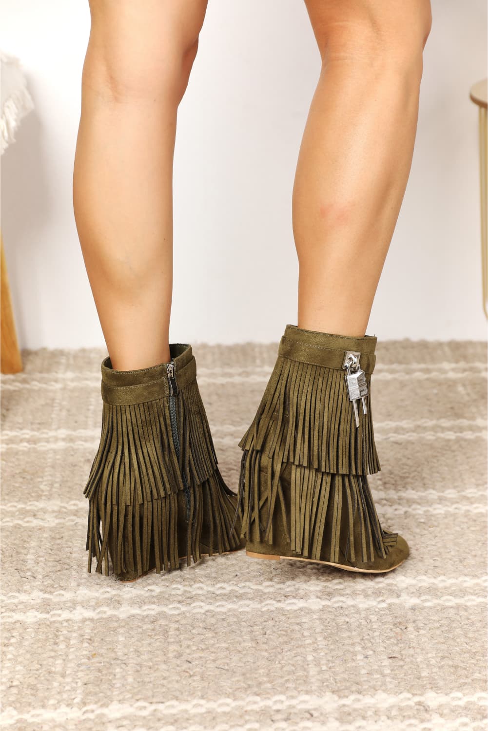 Legend Women's Tassel Wedge Heel Ankle Booties-Teresa&#39;s Fashionista LLC