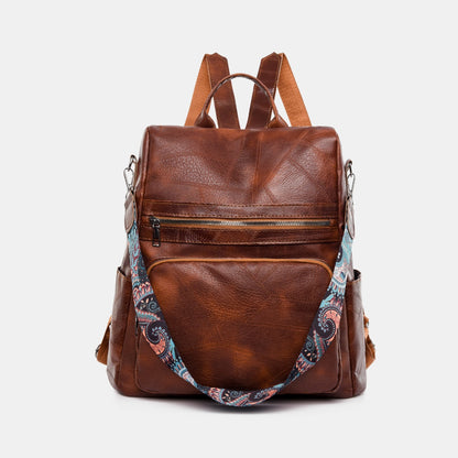 PU Leather Adjustable Strap Backpack Bag-Teresa&#39;s Fashionista LLC