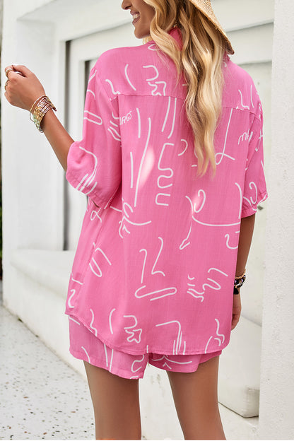 Printed Button Up Shirt and Shorts Set-Teresa&#39;s Fashionista LLC