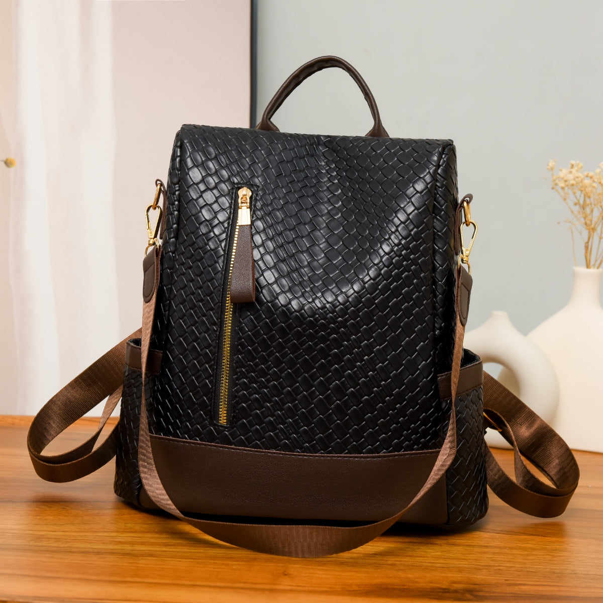 PU Leather Adjustable Straps Backpack Bag-Teresa&#39;s Fashionista LLC