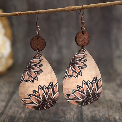 Wooden Iron Hook Dangle Earrings-Teresa&#39;s Fashionista LLC