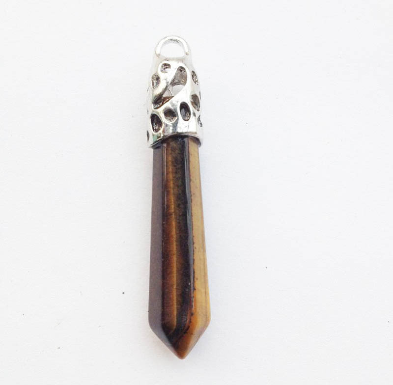 Natural Crystal Hexagonal Prism Bullet Pendant-Teresa&#39;s Fashionista LLC