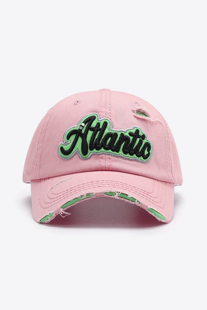 ATLANTIC Graphic Distressed Baseball Cap-Teresa&#39;s Fashionista LLC