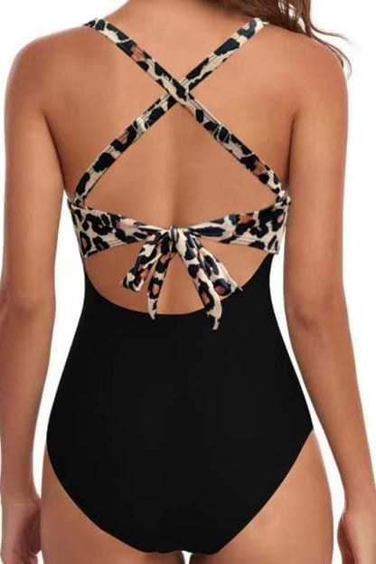 Tied Crisscross Cutout One-Piece Swimwear-Teresa&#39;s Fashionista LLC