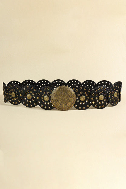 Zinc Alloy PU Disc Belt-Teresa&#39;s Fashionista LLC