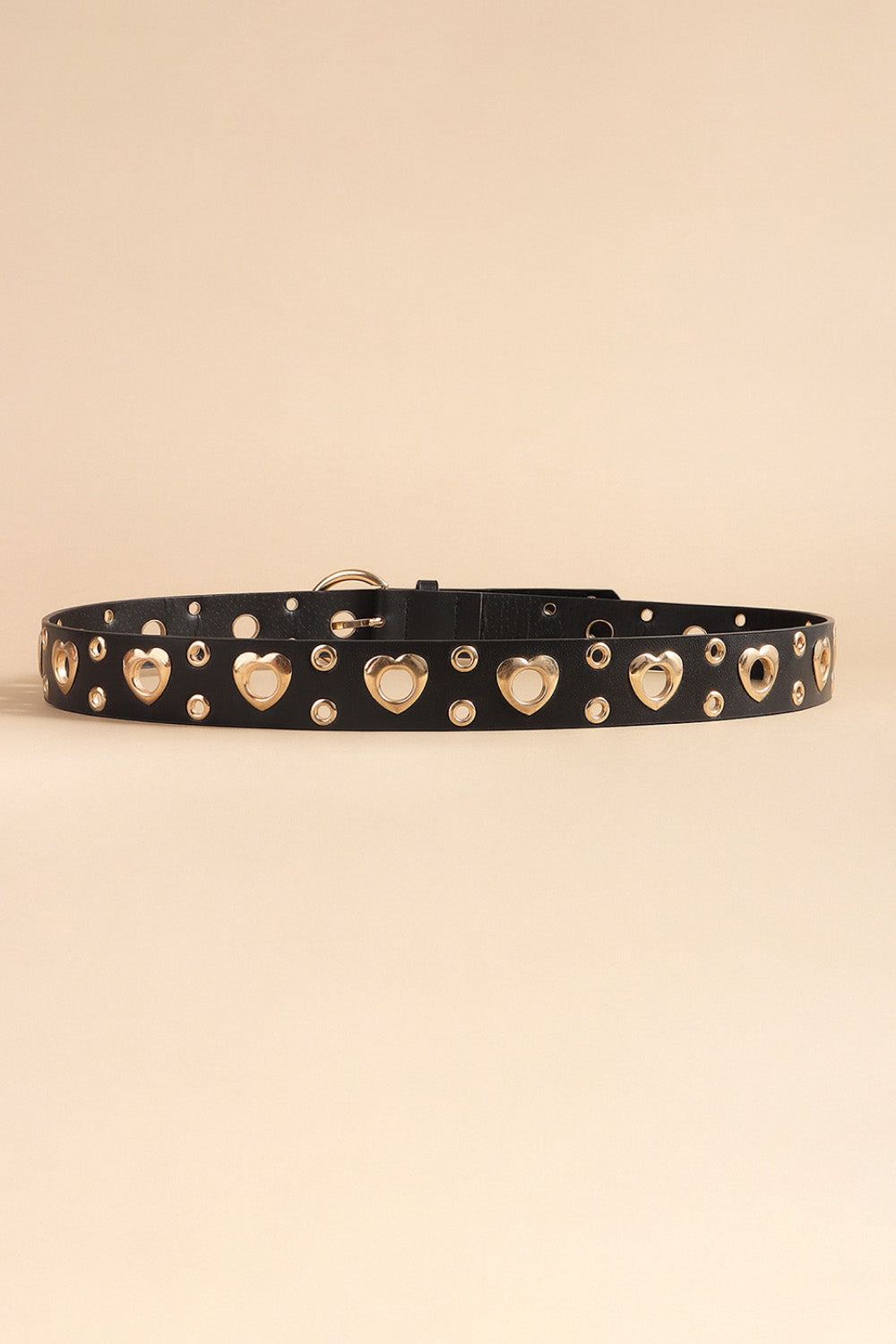 Heart Shape Alloy Detail PU Leather Belt-Teresa&#39;s Fashionista LLC