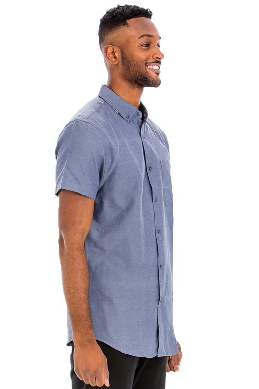 Weiv Men's Casual Short Sleeve Solid Shirts-Teresa&#39;s Fashionista LLC