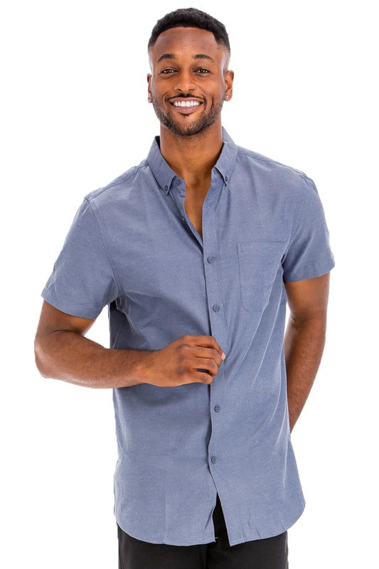 Weiv Men's Casual Short Sleeve Solid Shirts-Teresa&#39;s Fashionista LLC