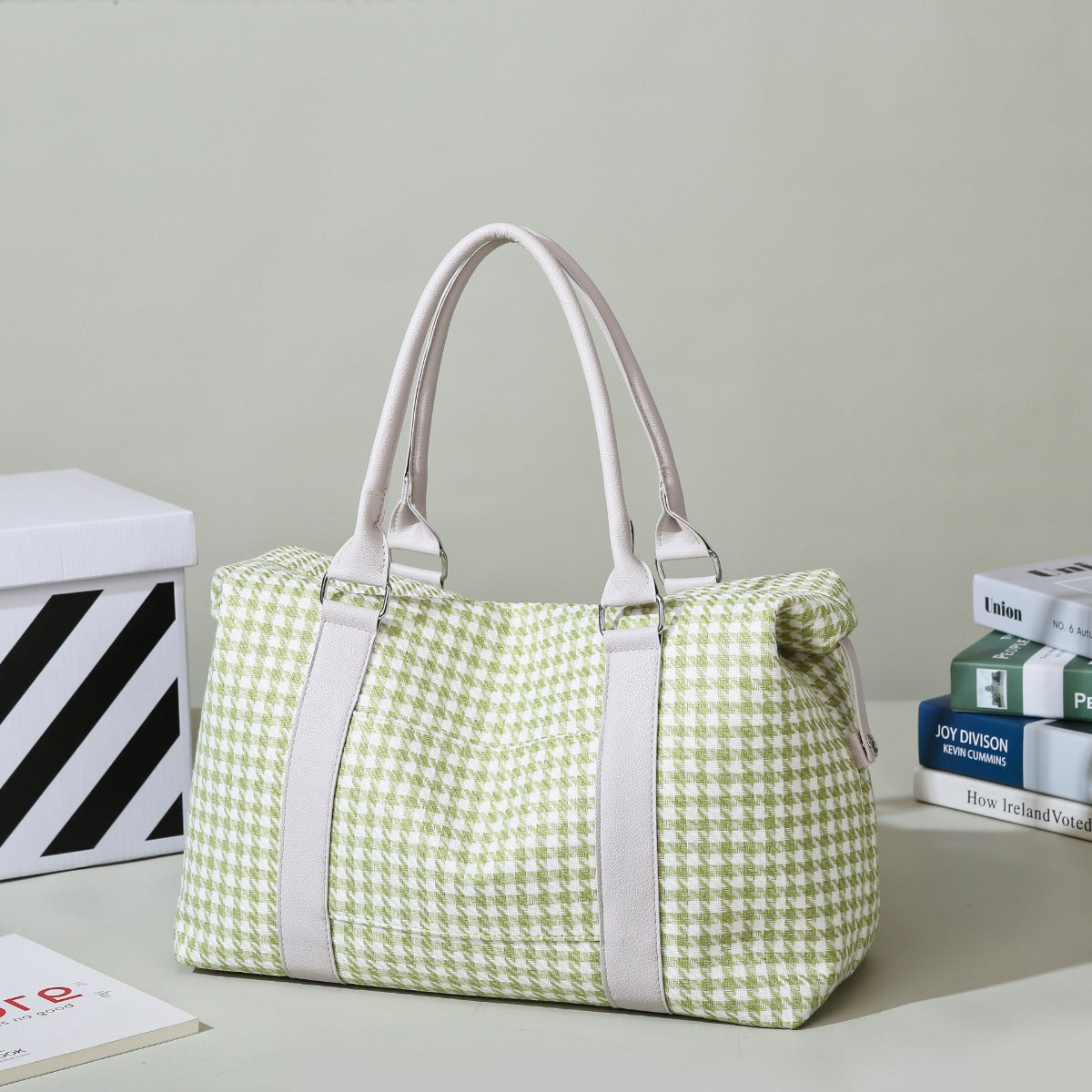 Houndstooth Canvas Travel Bag-Teresa&#39;s Fashionista LLC