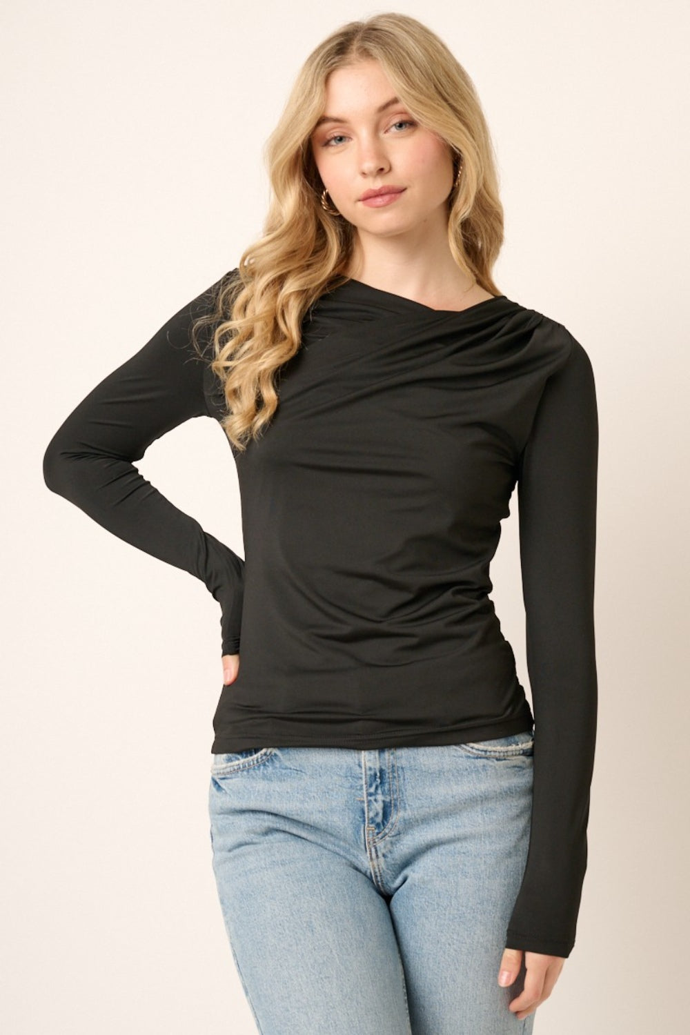 Mittoshop Ruched Long Sleeve Slim Top-Teresa&#39;s Fashionista LLC