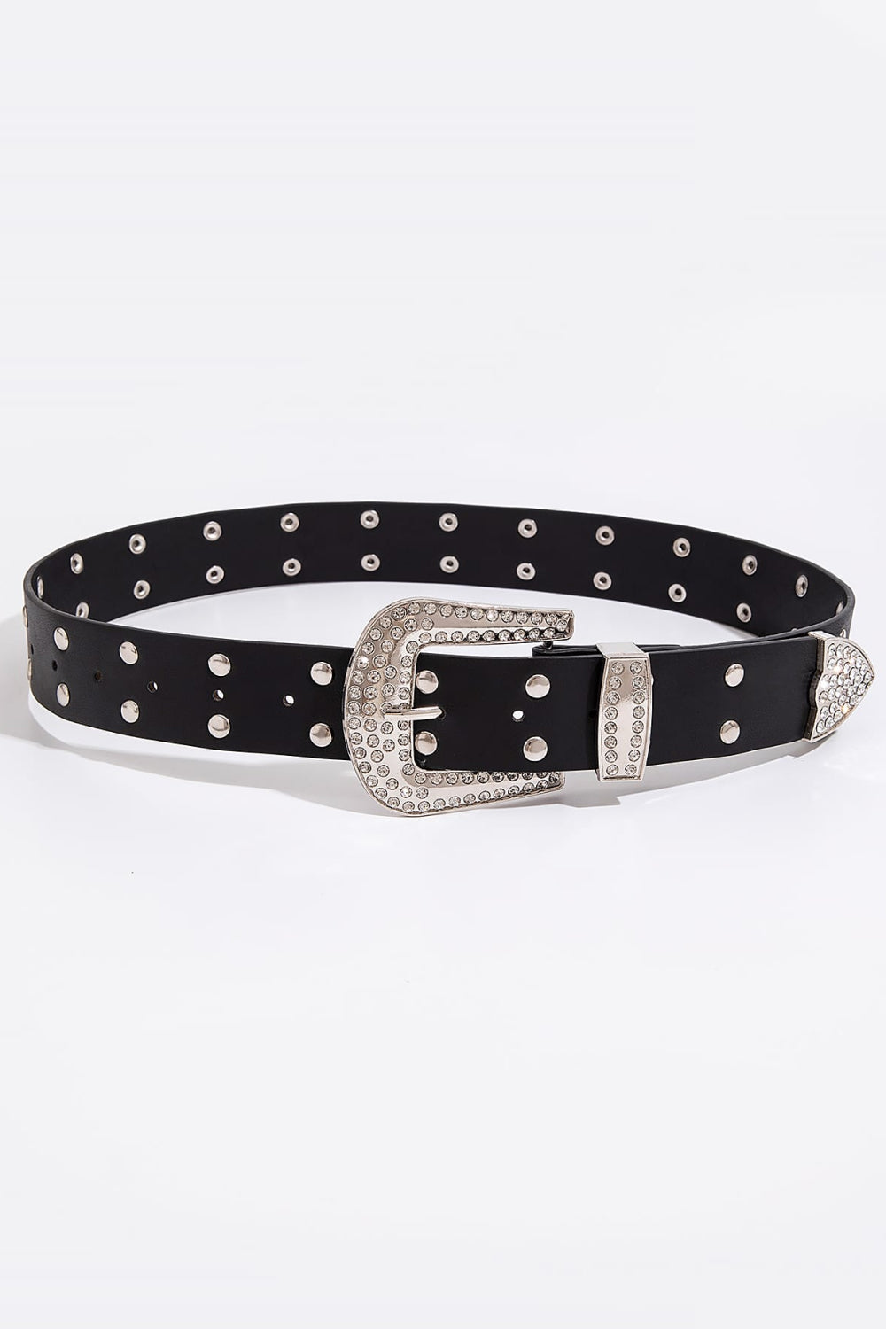 Double Row Studded PU Leather Belt-Teresa&#39;s Fashionista LLC